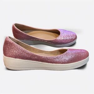 FitFlop Super Ballerina Glitzy Pink Glitter Ballet Flats